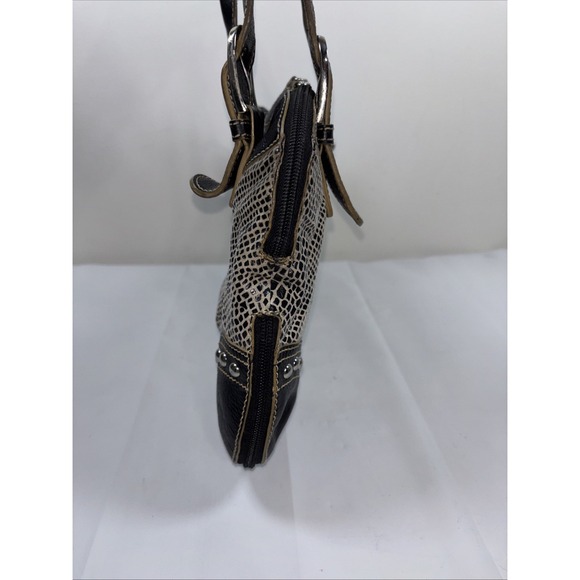 Sharif Studio Faux Snakeskin Shoulder Bag Leather Boho Y2K Purse Studs Expandabl - Picture 3 of 14